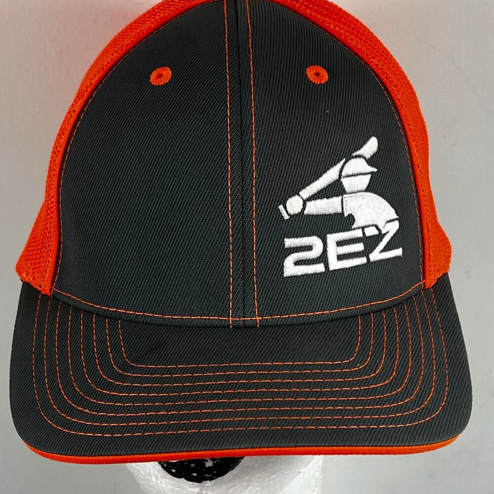 Pacific Headwear Flex Fit Orange Mesh Gray Canvas Baseball Embroidered Logo Hat